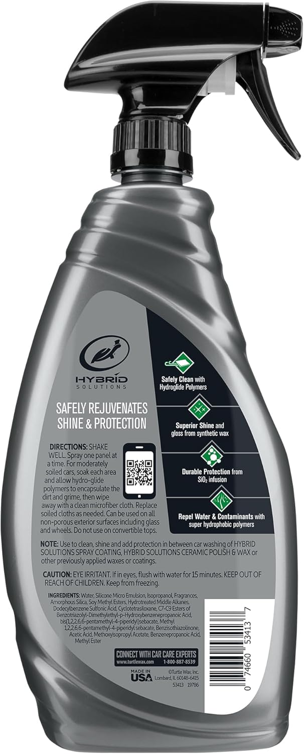 Turtle Wax Hybrid Solutions Ceramic 3-in-1 Car Detailer, Waterless Car Wash, Long-lasting HydrophobicWax Protection and High Gloss Shine, Safe For All Exterior Surfaces, 32 oz (Pack of 1) - Image 7