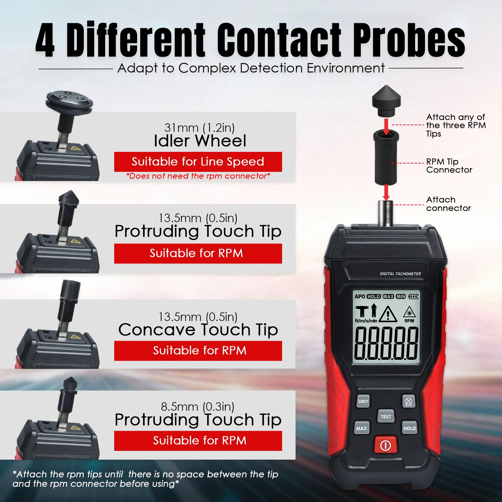 Digital Tachometer - Contact & Non-Contact RPM Meter -4 Digital Tachometer - Contact & Non-Contact RPM Meter -4