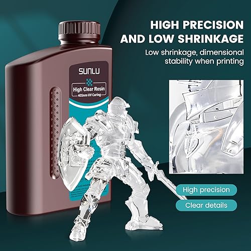 Vista 23 de SUNLU Resina de impresora 3D de 2.2 lbs, resina 3D estándar de curado rápido para impresoras 3D LCD DLP SLA, resina de fotopolímero líquida de 35.27