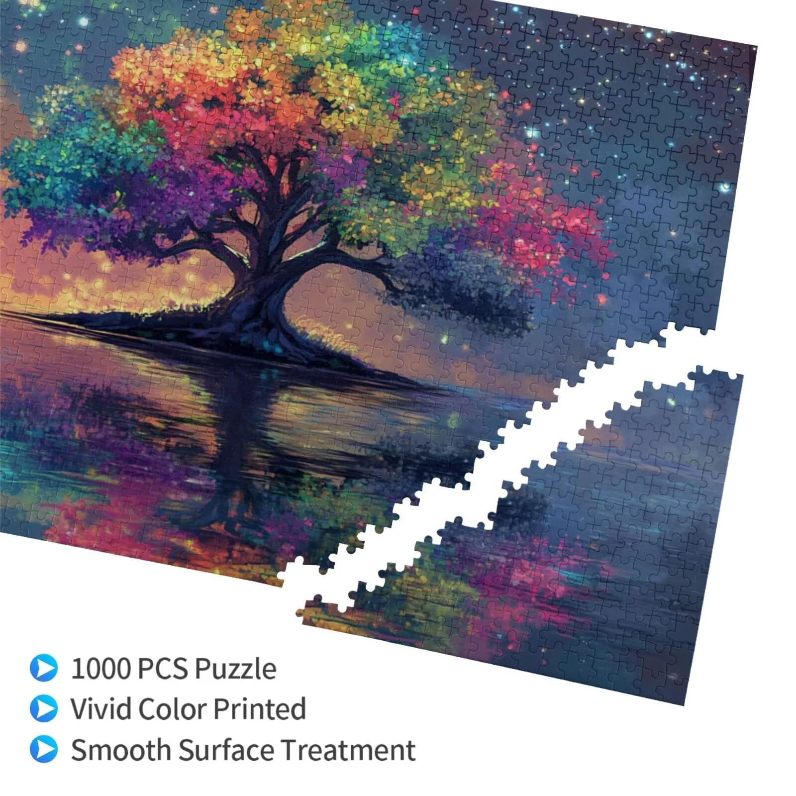 Puzzle kolorowe, 6000 elementów, drzewo życia, puzzle dla dorosłych, z pudełkiem na prezent, duże drewniane puzzle dla dorosłych, gra zręcznościowa dla całej rodziny, prezenty dla kobiet, 105 x 180 cm