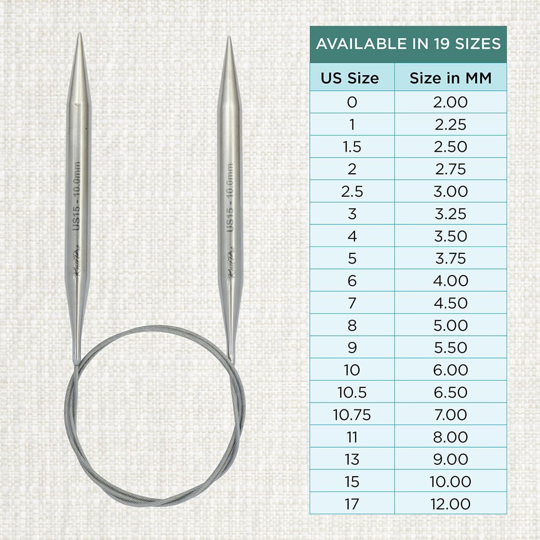 KnitPro Stelo Lace Circular Needles 24" (60cm) | US Size 15 (10mm)