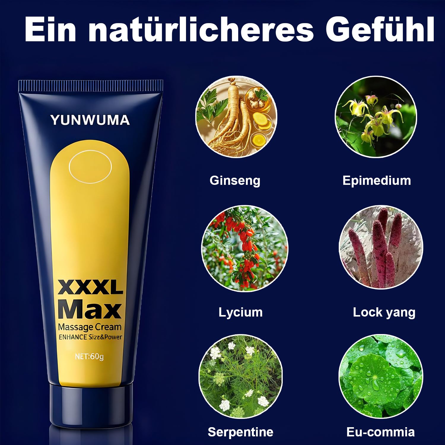 Crema per il pene XXL, per uomini, crema di ingrandimento e crescita per uomini, crema estensore per uomini, rende gli uomini più spessi, più lunghi e più forti, 60 g