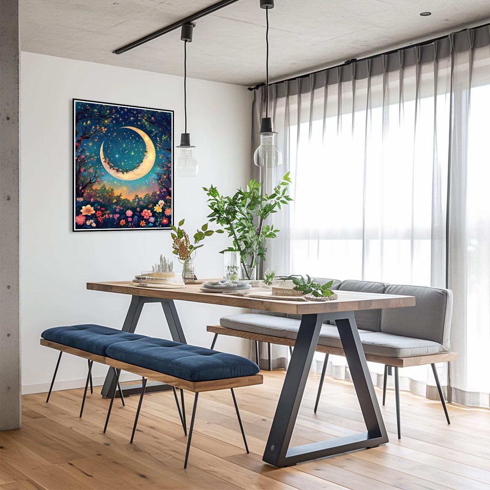 90 x 120 cm duży obraz z numerami dla dorosłych księżyc malowanie według numerów marzeń DIY dziecko i dziewczyna zestawy na płótnie prezent z 3 pędzlami i akrylami kobiety zajęcia kreatywne hobby