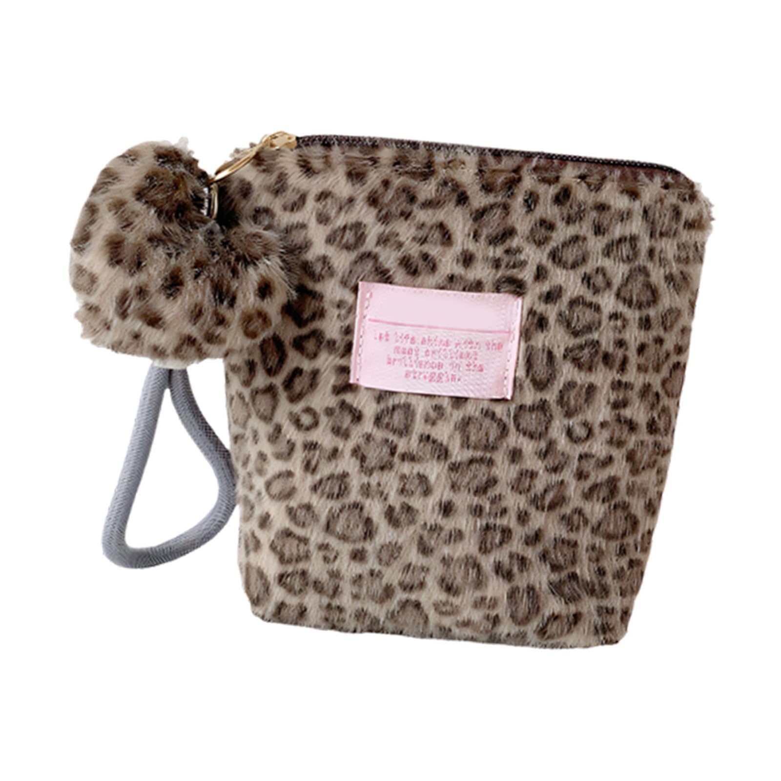HENYGEN Plush Leopards Pattern Cosmetics Case Handheld Vanity Pouches with Spacious Compartment for Daily Use Leopards Pattern Makeup Pouches