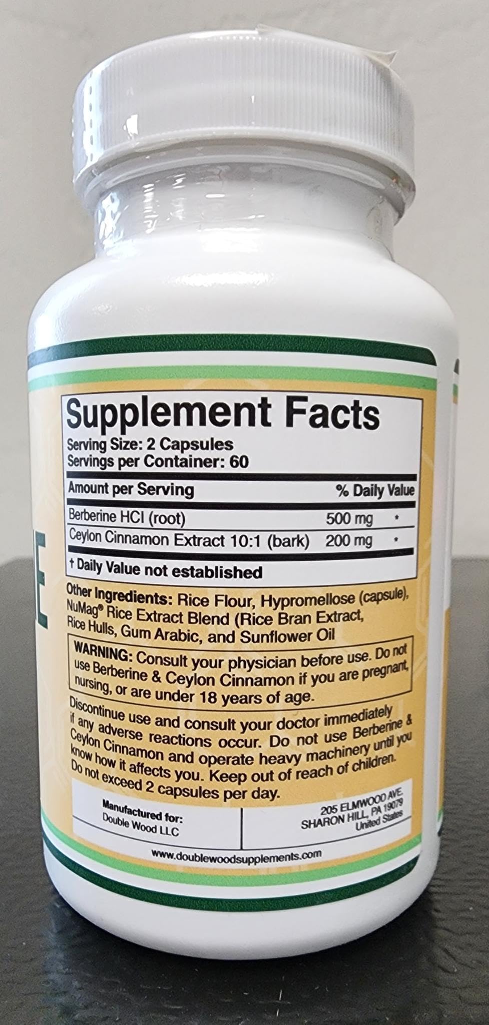Berberine HCl + Ceylon Cinnamon 500mg, Dual-Action Formula, 120 Capsules — Amazon image 9
