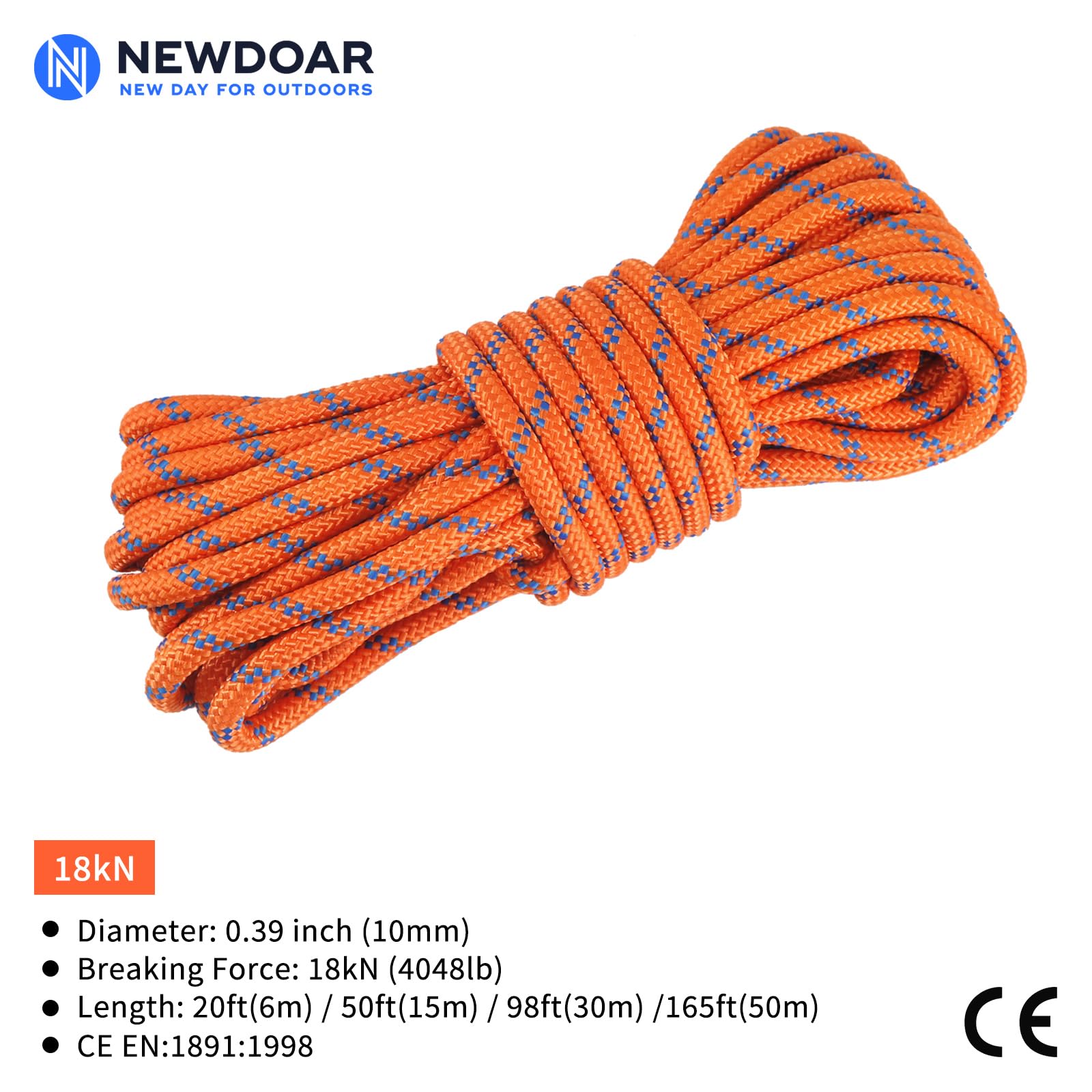 Snapklik.com : NewDoar CE & UIAA Certificated 18KN Static Climbing Rope ...
