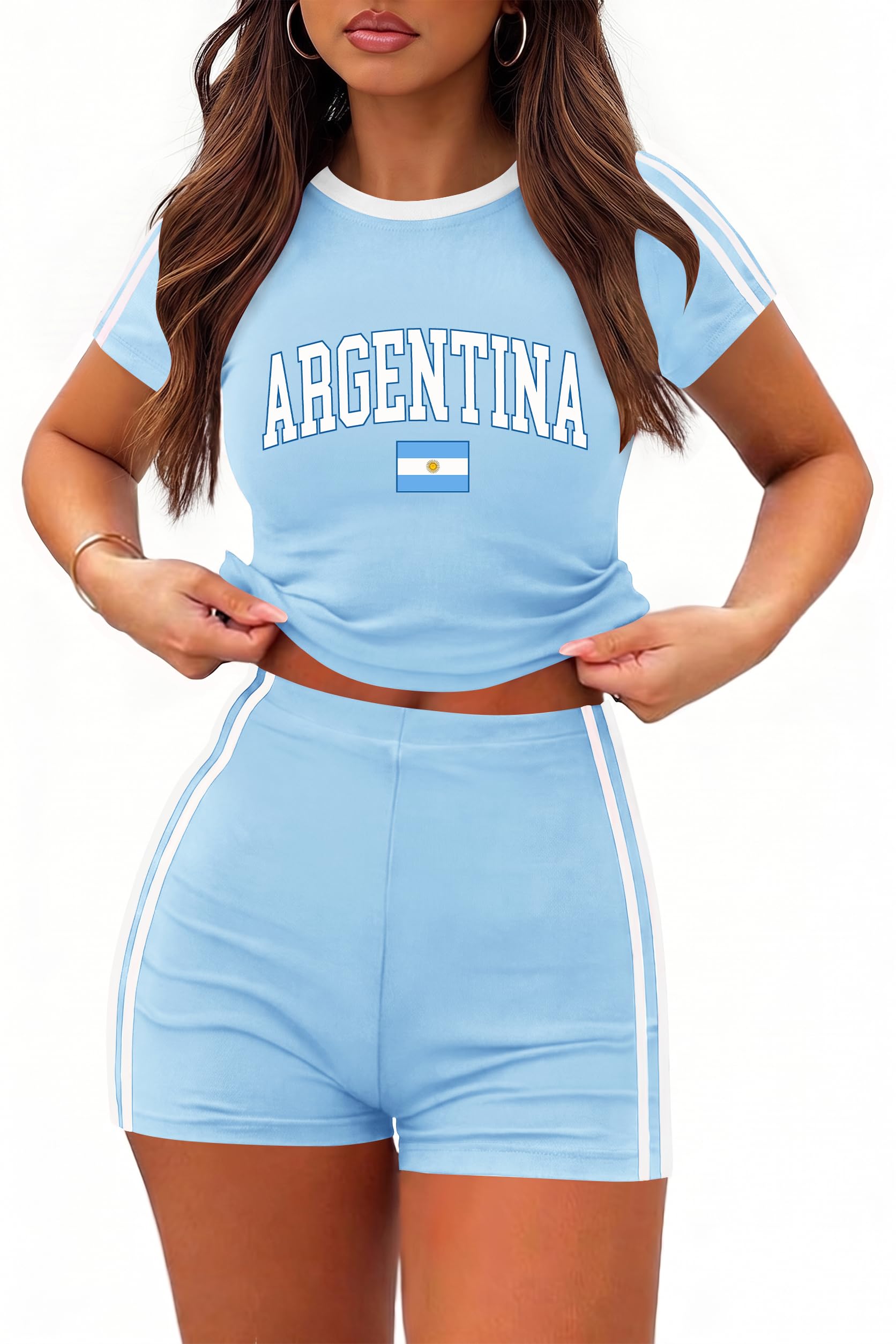 Short Set for Women National Pride 2 Piece Outfit Vintge Y2k Clothes