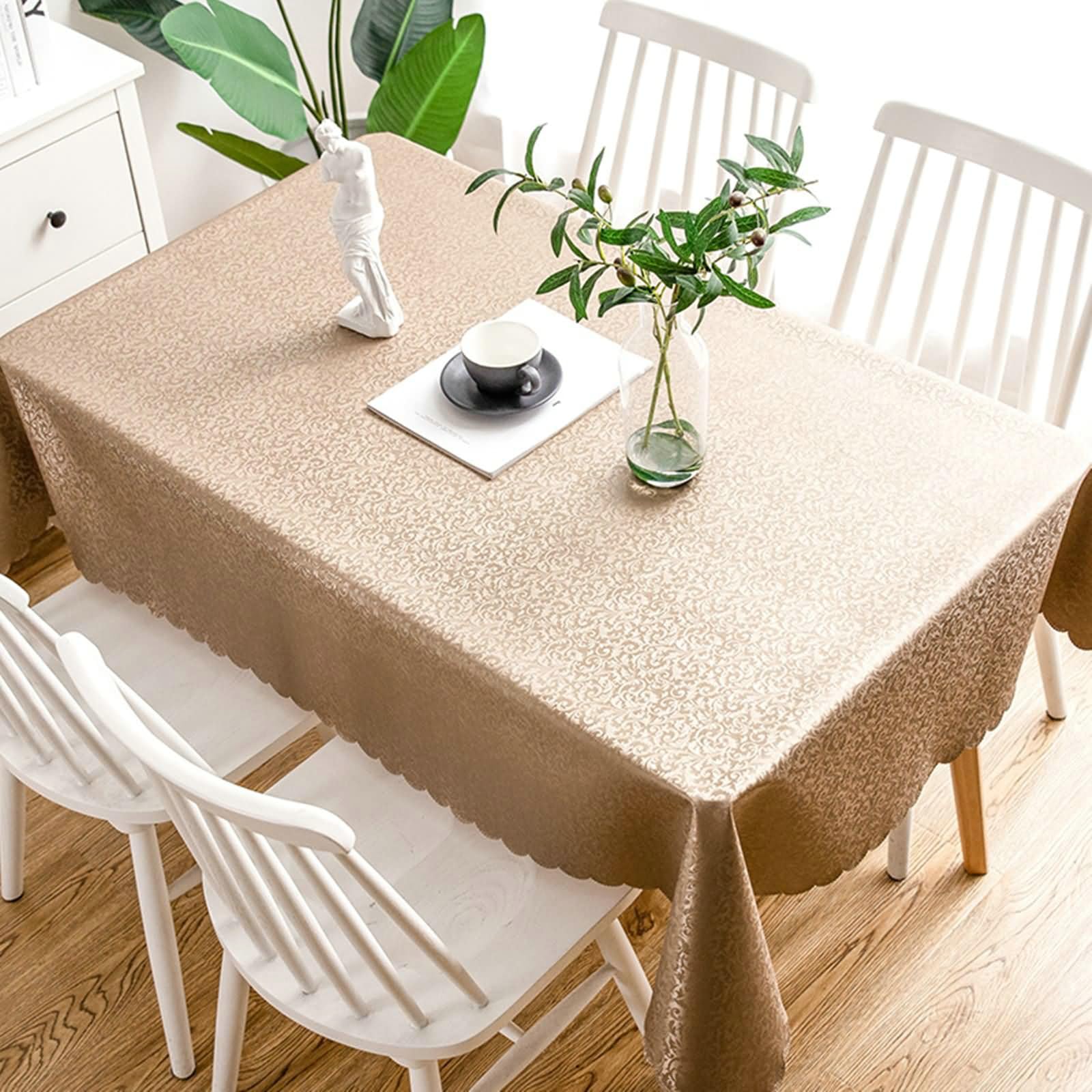 Gualiy Runde Tischdecke PVC, Tischdecke 160 Tischdecke Abwaschbar Modern Blattmuster Tischdecke für Glastisch, Kaffee