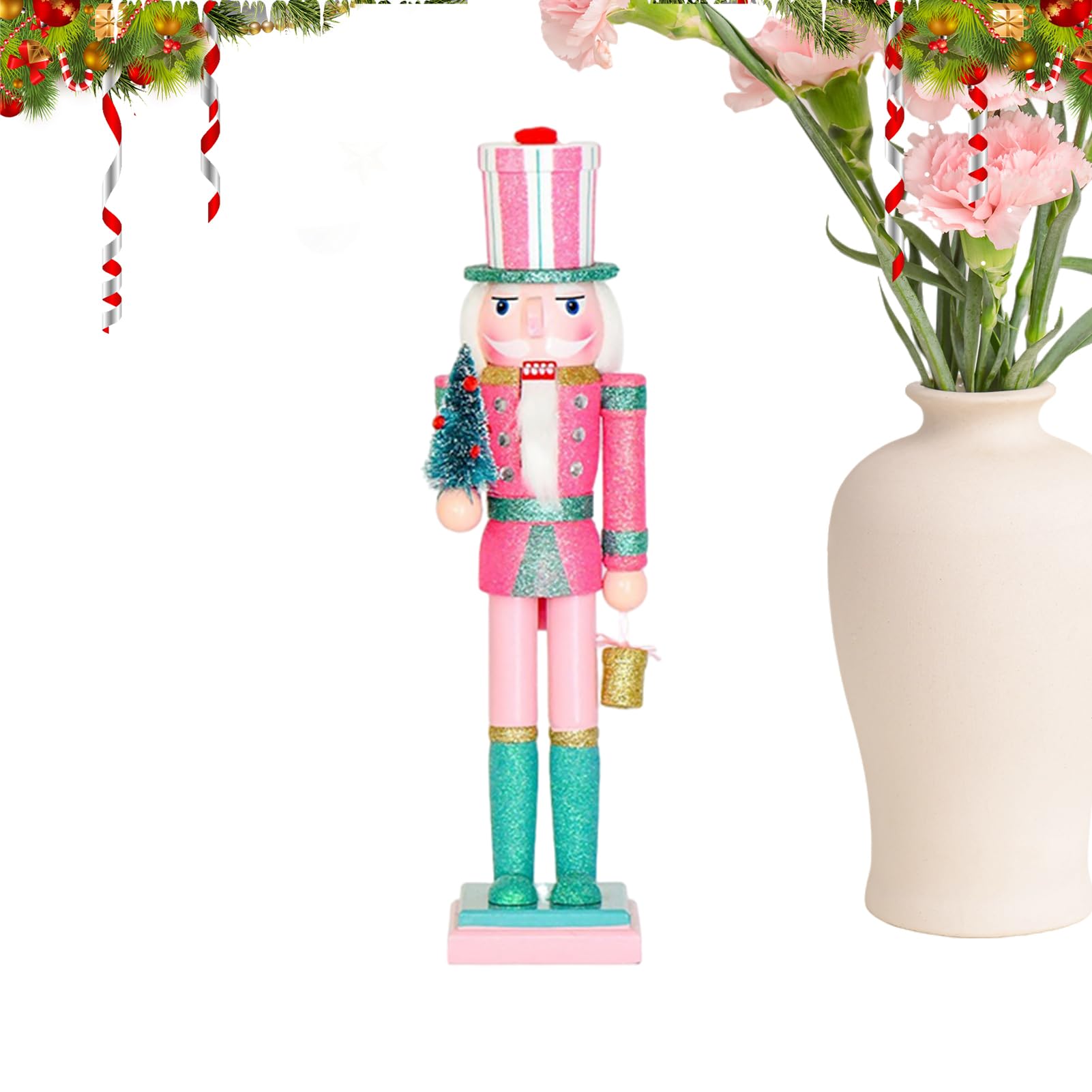 Casse-Noisette en Bois de 38 Cm : Figurine Traditionnelle pour Décoration de Table de Noël