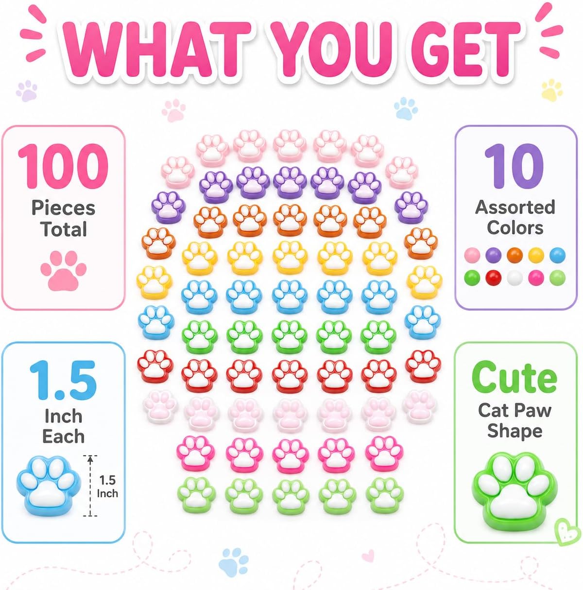 100 Pcs Mini Squishy Cat Paw Toys for Kids Adults image 2