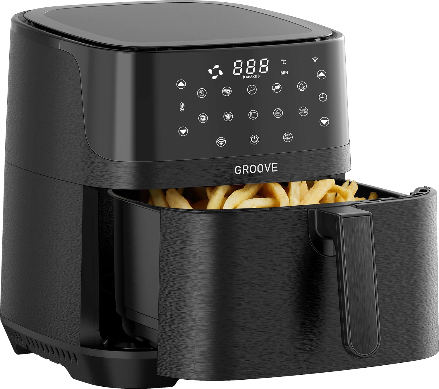 Groove Max XXL 7L 1800W WiFi Smart Airfryer Air Fryer Yağsız Sıcak Hava Fritözü Siyah