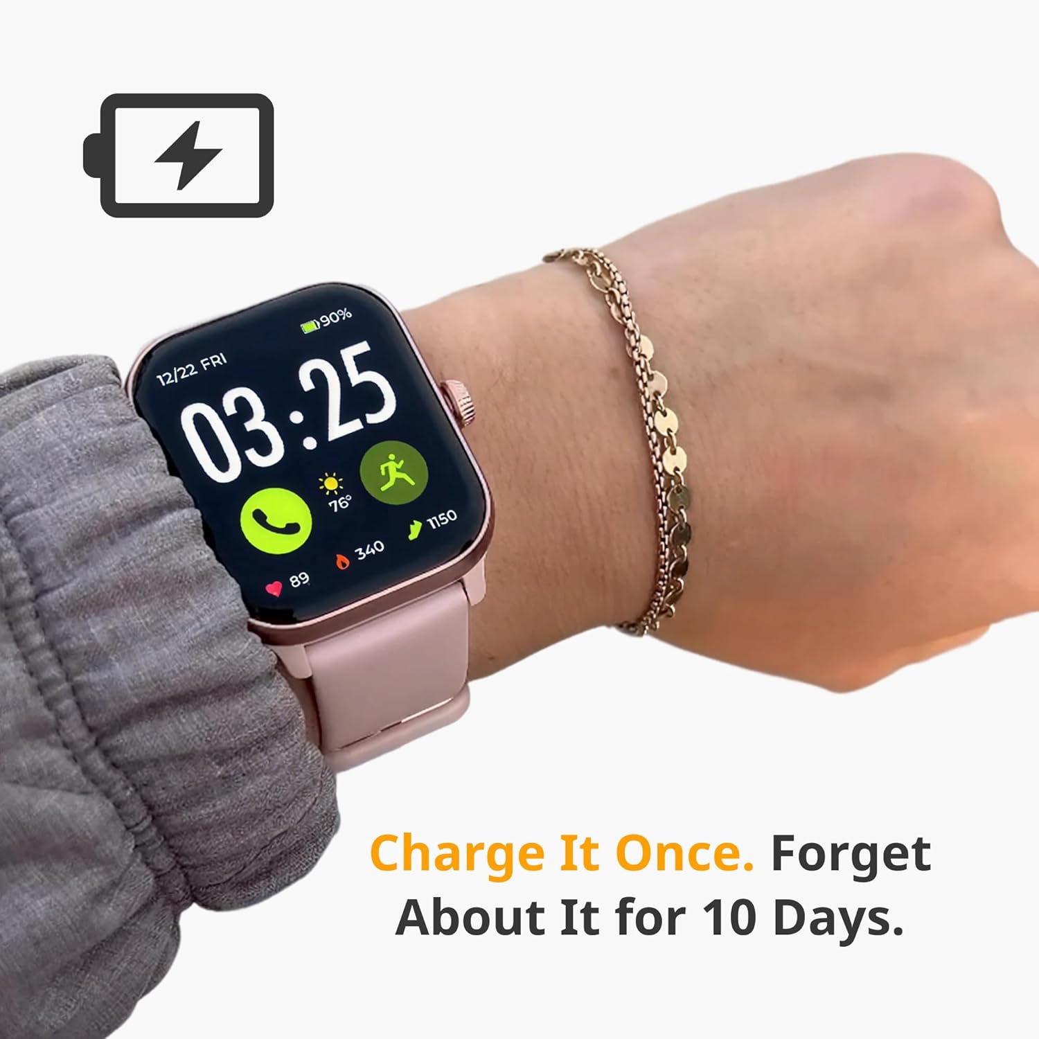 Spade & Co Health Smartwatch 4 - Smartwatch for Men & Women, Heart Rate, Sleep & SpO2 Monitor, Pedometer, Fitness Tracker, Answer/Make Calls IP68 Waterproof iOS & Android Compatible