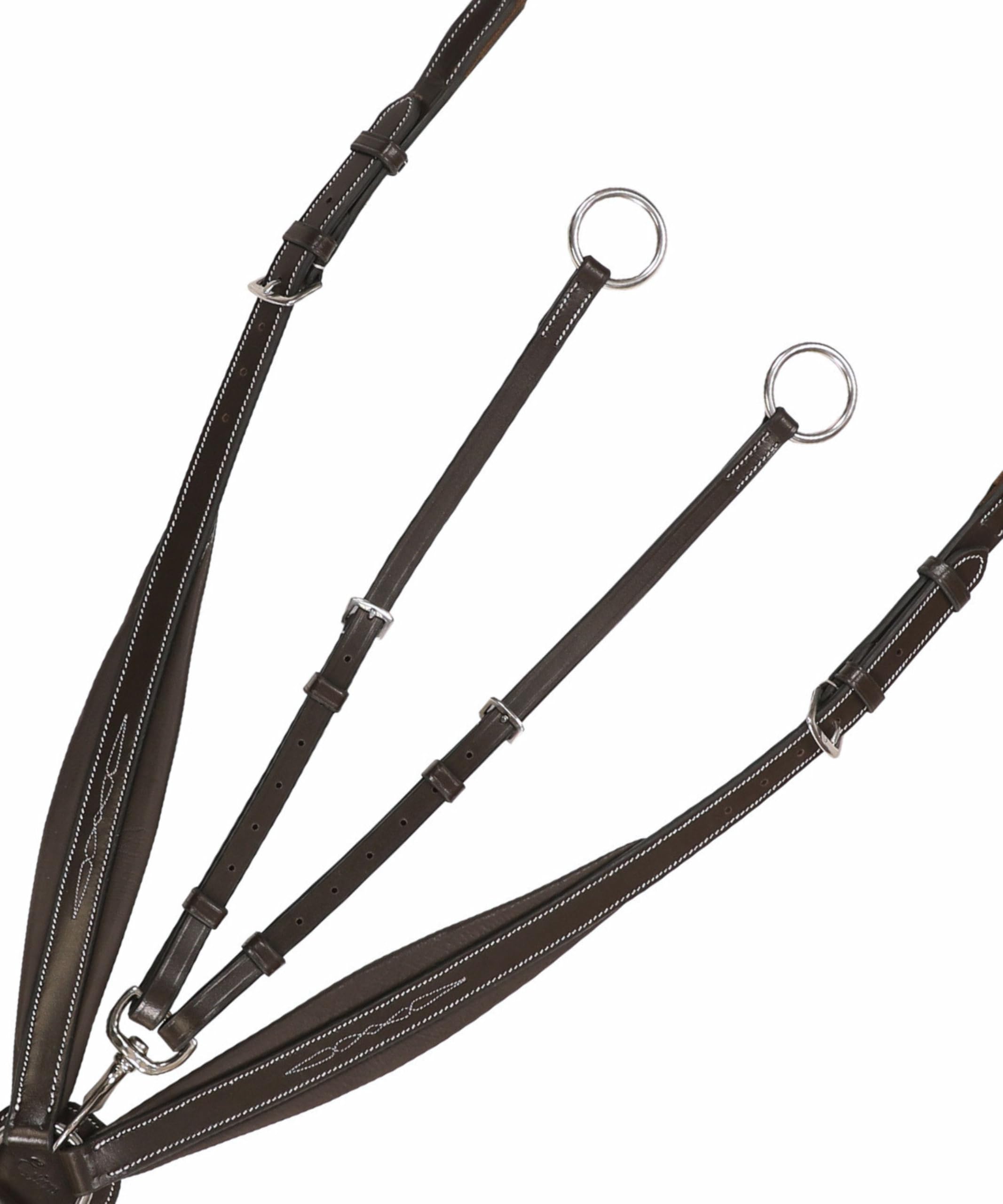 Exion - Pettorale inglese per cavalli, con cuciture morbide foderate, forma anatomica con attacco per corsa, collare inglese in pelle di alta qualità per cavalli