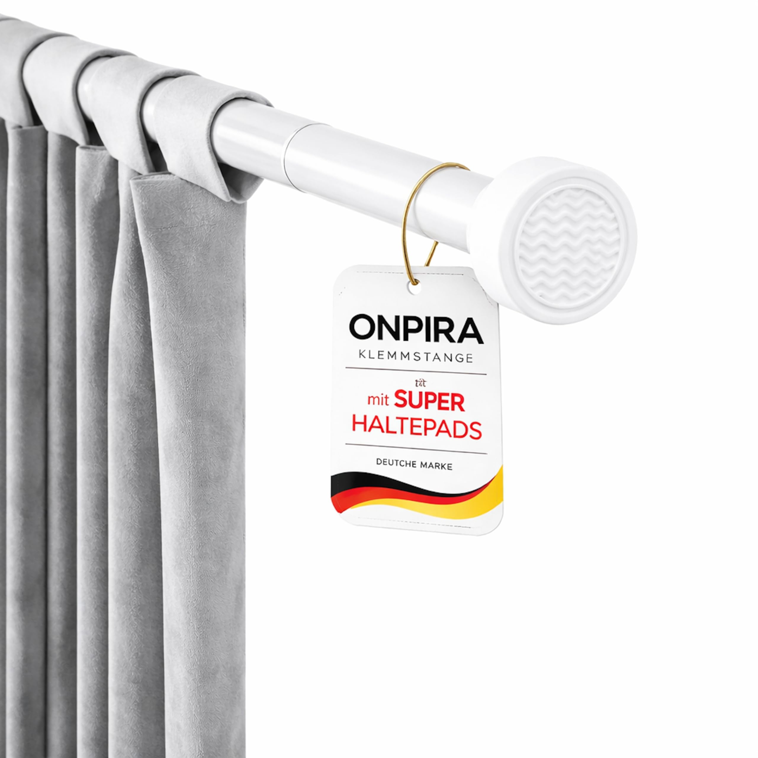 Onpira® Gardinenstange ausziehbar ohne Bohren – Teleskopstange in 5 Längen (40–240 cm) & 3 Farben – variable Teleskop-Stange für Fenster & Vorhänge, Edelstahl, Weiß oder Schwarz (55-90cm, Weiß)