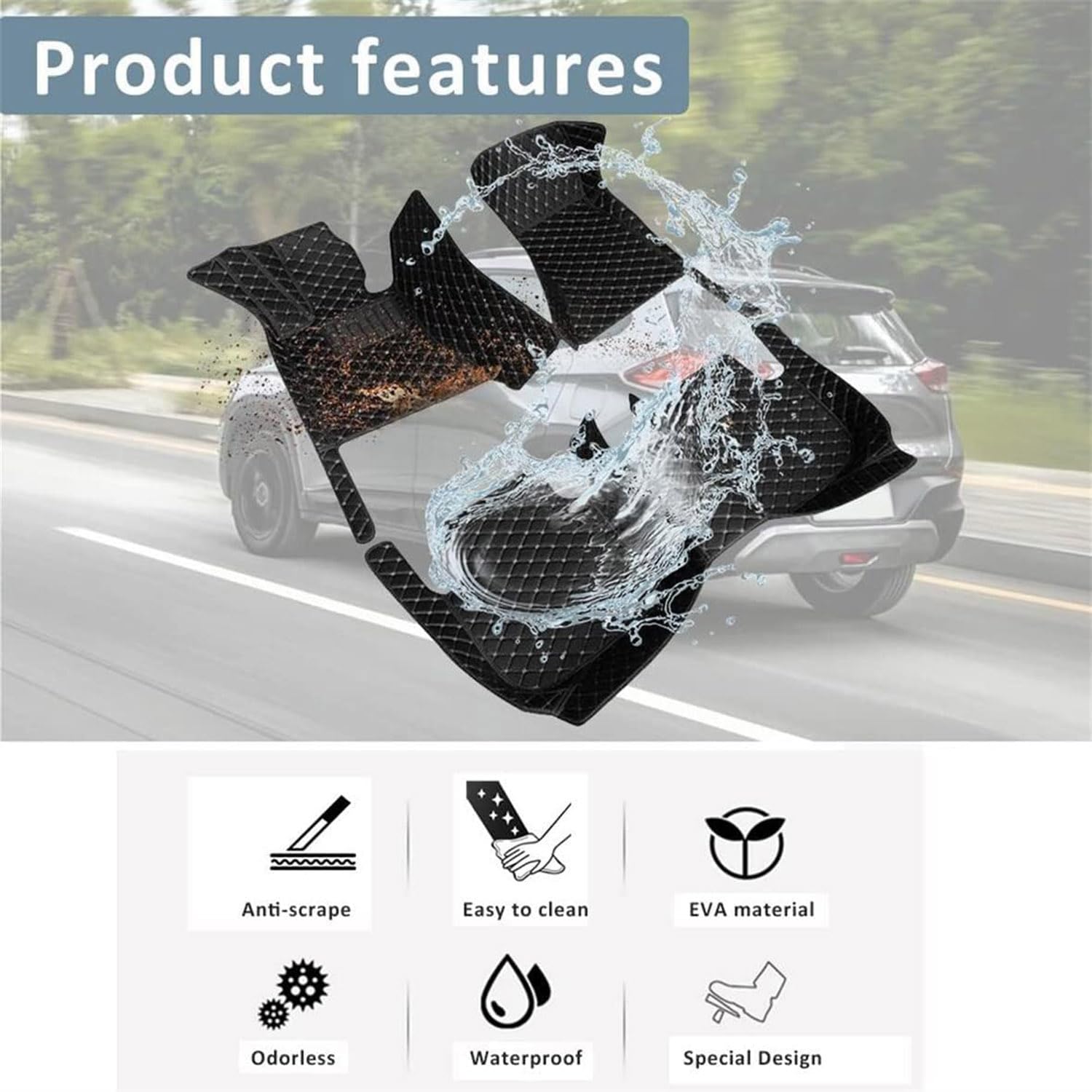 Tappetini per Auto su Misura per Tutte le Stagioni per Toyota Prius Ⅲ 2009 2010 2011 2012 2013 2014 2015 (LHD), Tappetini per Auto Antiscivolo Impermeabili in Pelle PU,6 Red