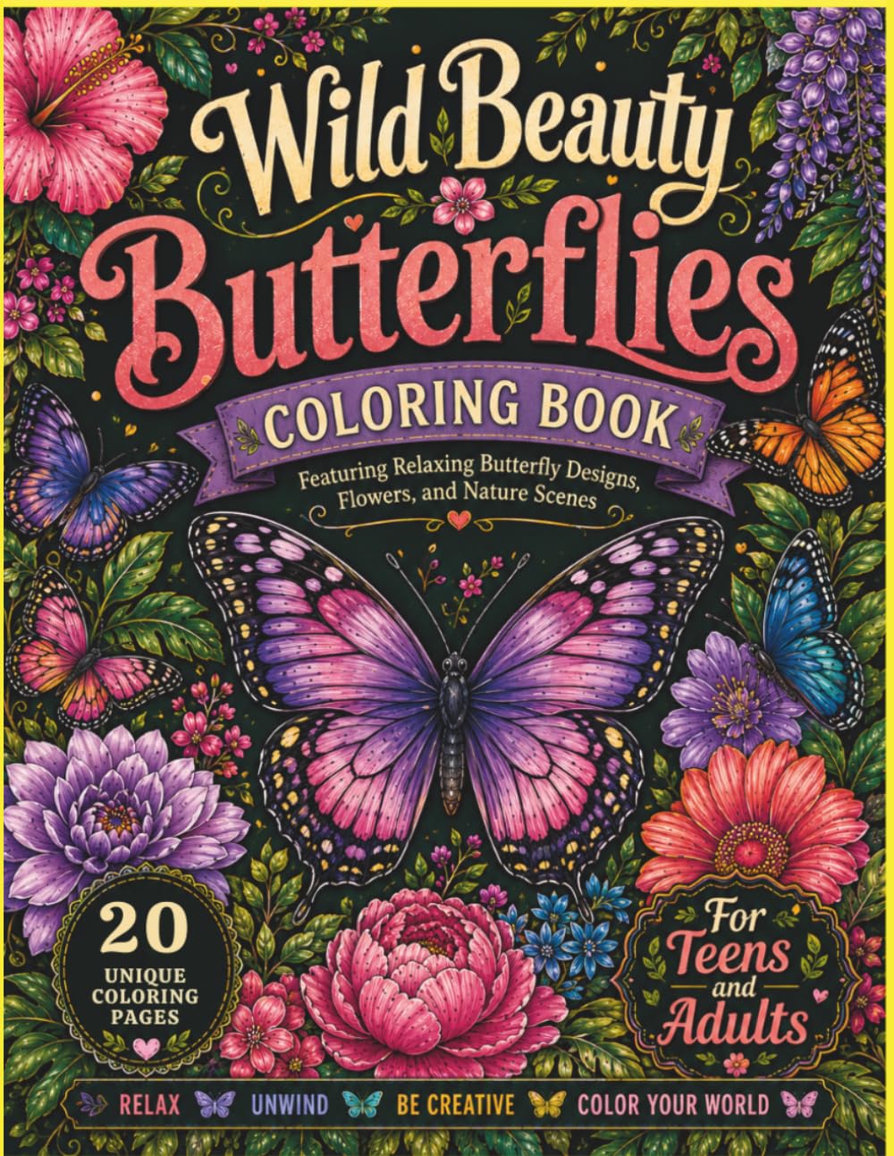 Wild Beauty Butterflies: Wild Beauty Butterflies: Adult Coloring Book with Beautiful Butterfly Designs, Flowers, Gardens, and Relaxing Nature Scenes (Wild Beauty Collection)