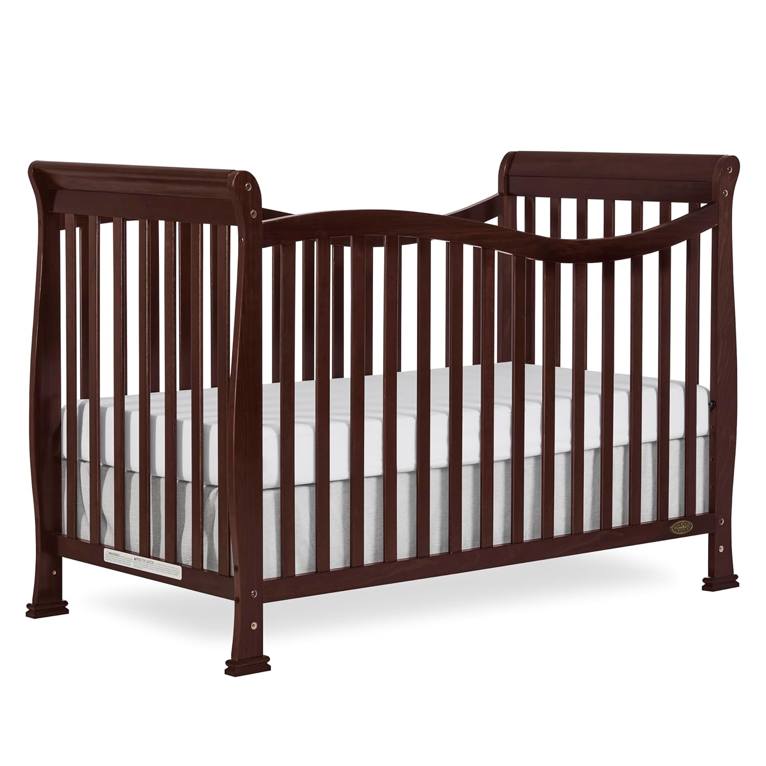 Dream On Me Violet 7-in-1 Convertible Full-Size Baby Crib with Toddler, Day & Full Bed Conversion in Espresso, GreenGuard Gold & BSA, 4 Mattress Heights, Sustainable Pinewood