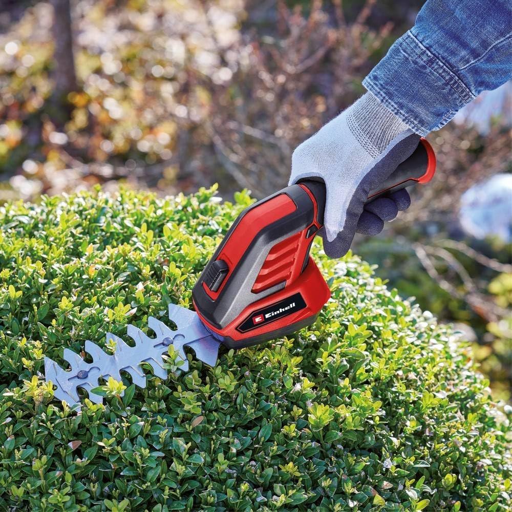 Einhell Tijeras de césped y arbustos con batería GC-CG 3,6/70 Li (batería de Ion de Litio de 3,6 V, 2,0 Ah, Cuchillo de Tijeras de césped de 70 mm, 110 mm, Mango telescópico)