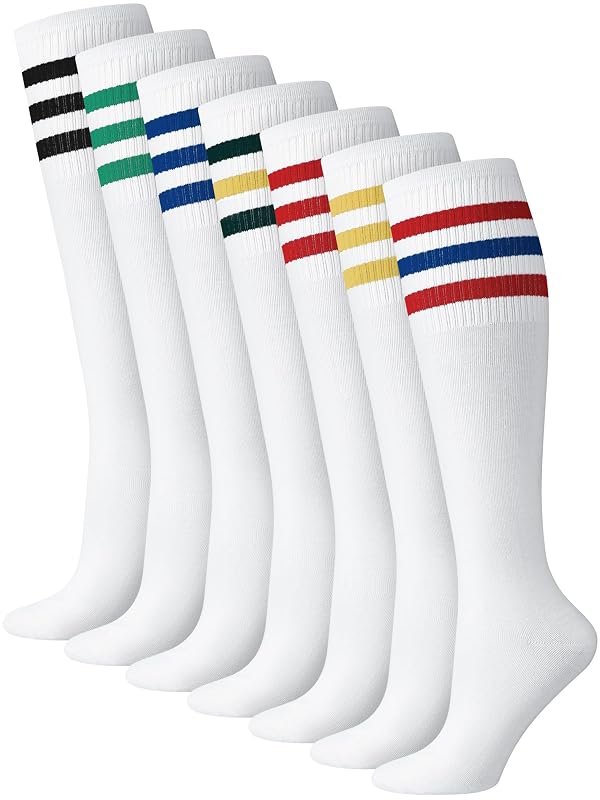 Breathffy 7 Pairs Retro Striped Tube Socks for Men over The Calf Athletic by Breathffy - Used condition - US$25.25