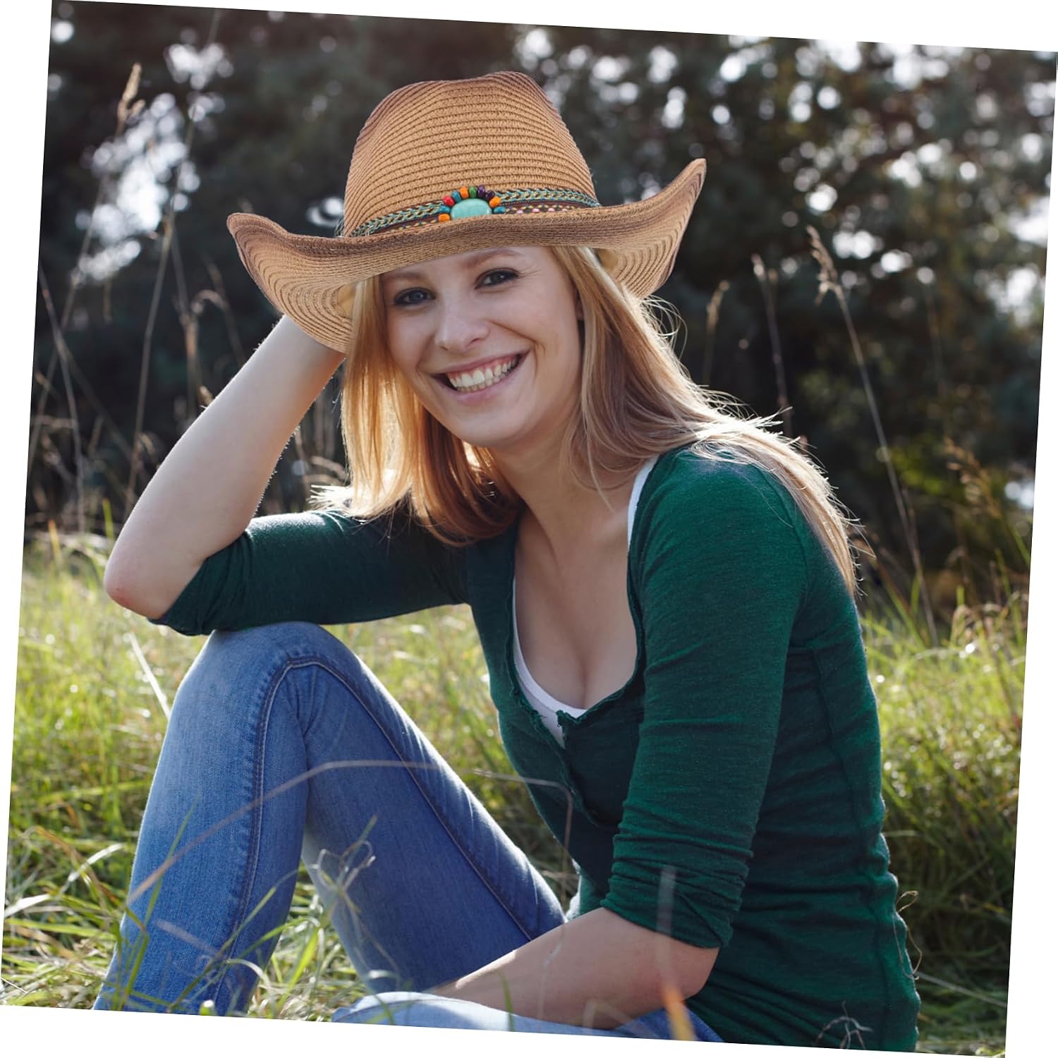 COLLBATH Straw Hat Wide Brim for Women Men Sun Protection Straw Cap for Outdoor Fashionable Summer Travel Hat Coffee