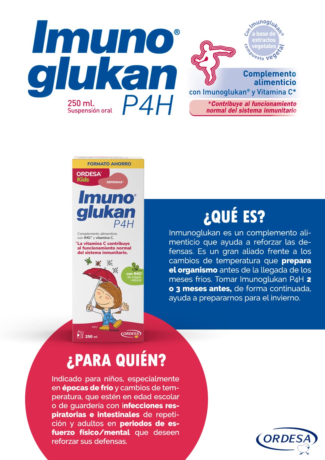 Imunoglukan P4H Jarabe 250ml | 250ml | Complemento Alimenticio con Vitamina C para Fortalecer las Defensas de Niños para los más Pequeños y Adultos