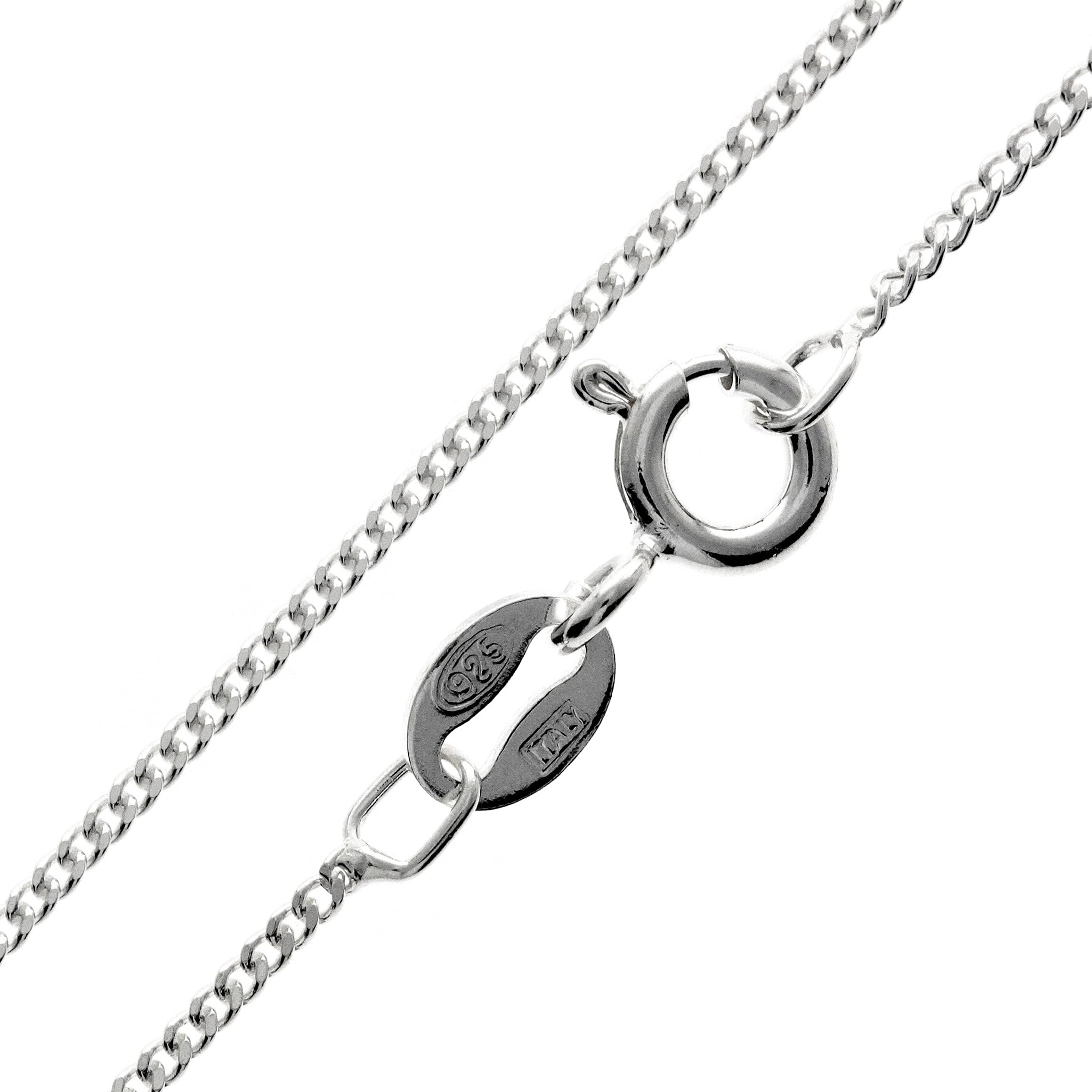SilverAmber Jewellery - Sterling Silver 14" 16" 18" 20" 24" 28" 32" 36" 40" Inch 1.1 mm Delicate Italian Diamond Cut Curb Chain Necklace