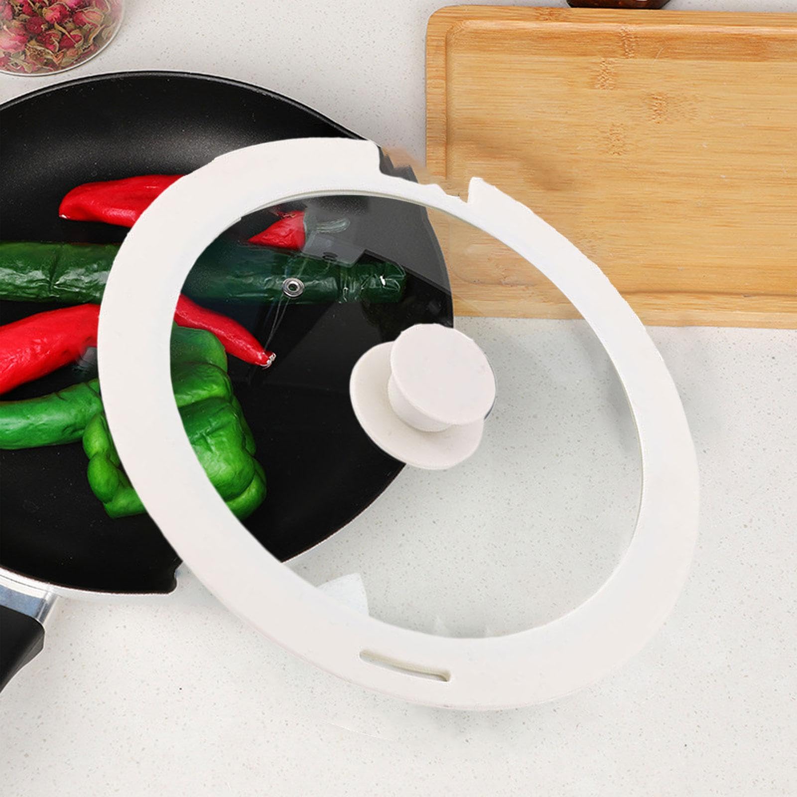 Tapa de Silicona para ollas, sartenes, woks, Tapa de Vidrio, Universal, White M