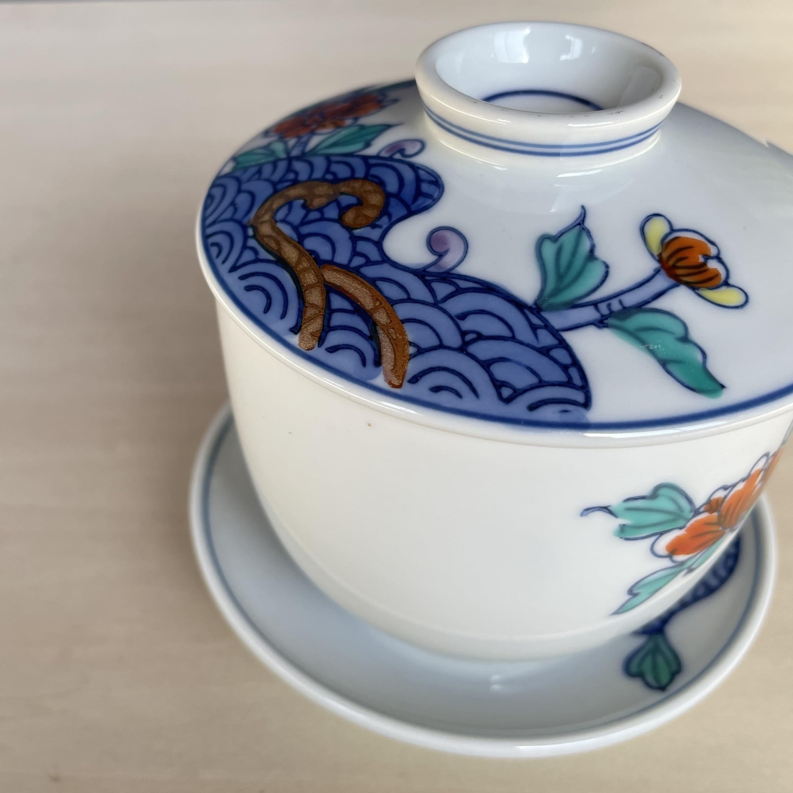 Amazon | 有田焼 青海波牡丹 蒸し碗 台皿付き 茶碗蒸し アウトレット 5