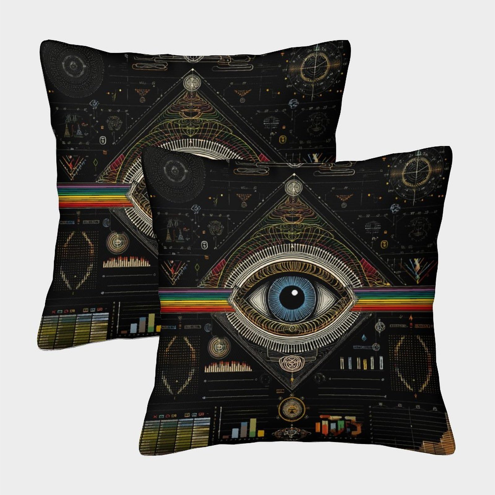 HWEICOIN 3D Printed Eye Square Pillowcases Dinosaurs Square Throw Pillow Decorative Super Soft Pack of 2 for Patio,Couch, Tent, Balcony And Sofa 45x45cm