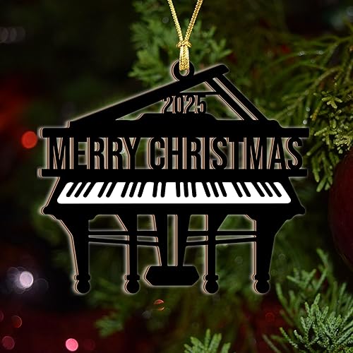 Miniatura 6 de Adorno de piano 2025  Adorno navideño de piano de cola para árbol, regalos de piano de madera para músicos, regalos para músicos, decoración de