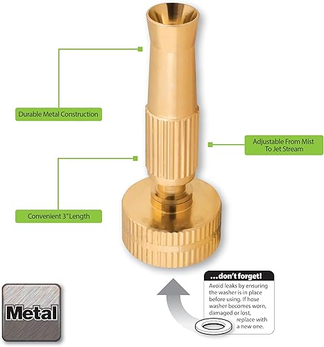 Miniatura 5 de Melnor 97051AMZ XT Manguera de jardín de acero inoxidable de 58 pulgadas x 50 pies, sin torceduras, ligera, agarres de goma, boquilla giratoria de