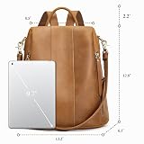 S-ZONE Mochila de cuero para mujer, mochila antirrobo, bolsa de hombro mediana, 3-marrón claro, Mediana, Classic