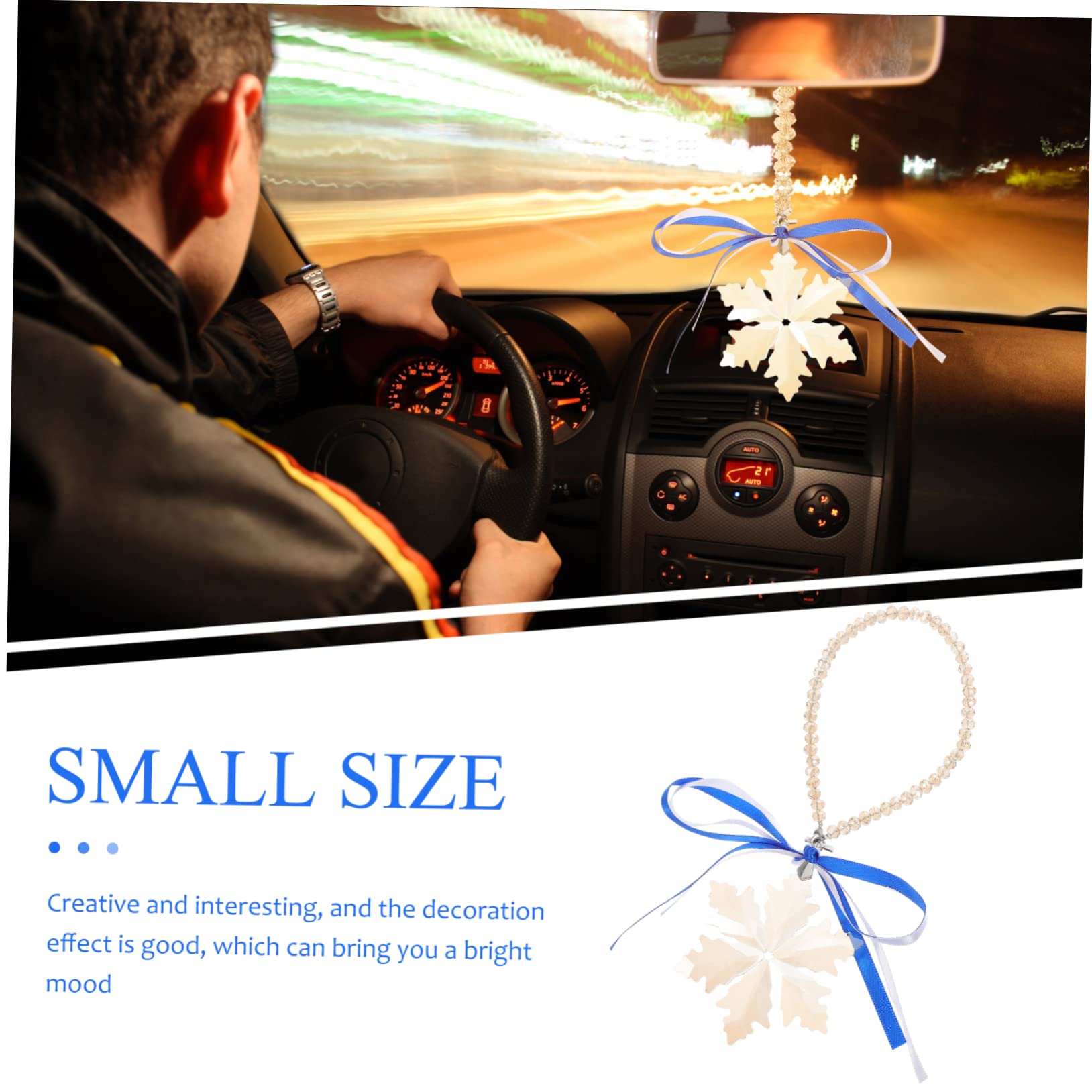 STOBAZA 4stücke Crystal Glass Snowflake Ornament Elegantes Hängedekor Für Rückspiegel Weihnachtsdeko Winter Innenraumgestaltung Champagnerfarben Perfektes Für Autofahrer