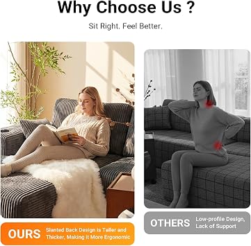 USOR 109 Sectional Couches for Living Room, Modular L-Shape Cloud Couch with Chaise, Boneless Couches for Bedroom,Comfort Sponge Sofa with Deep Seat and Side Pockets (Gray, Left Facing Chaise)