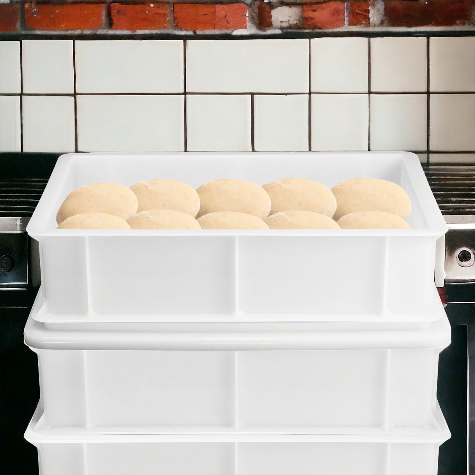 Sicignano Casalinghi Boîte de service pour pâtes avec couvercle et spatule, fond et parois fermées, capacité 10 litres, empilable, blanc, polyéthylène alimentaire, lavable au lave-vaisselle
