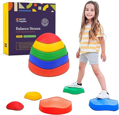 Special Supplies Escalones para niños, 5 bloques de equilibrio para interiores y exteriores que promueven la coordinación, el equilibrio, la fuerza,