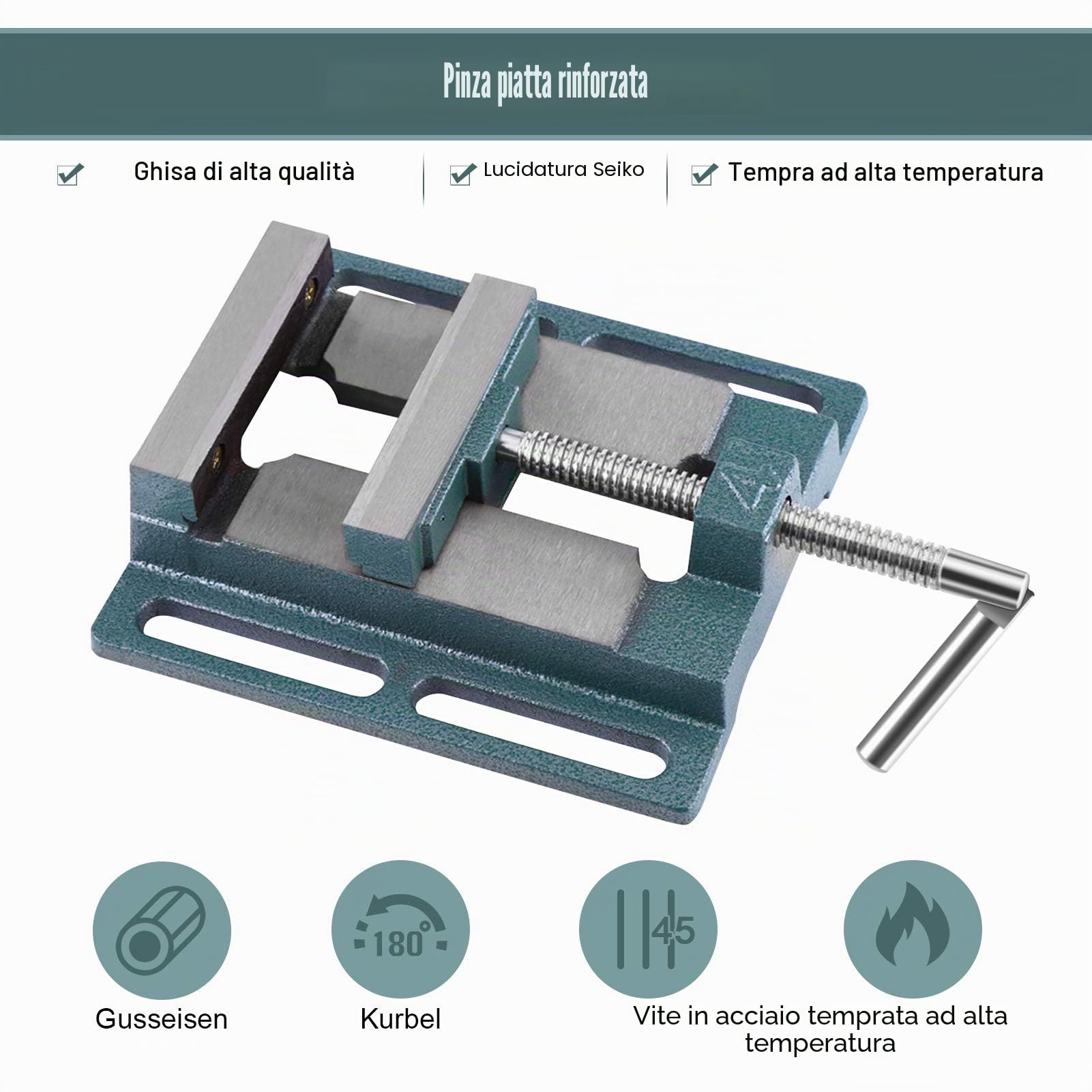 Morsa a macchina, morsa per trapano, morsa per macchinista, 1 pezzo resistente 10,2 cm di dimensione di apertura, morsa per fresatura e foratura