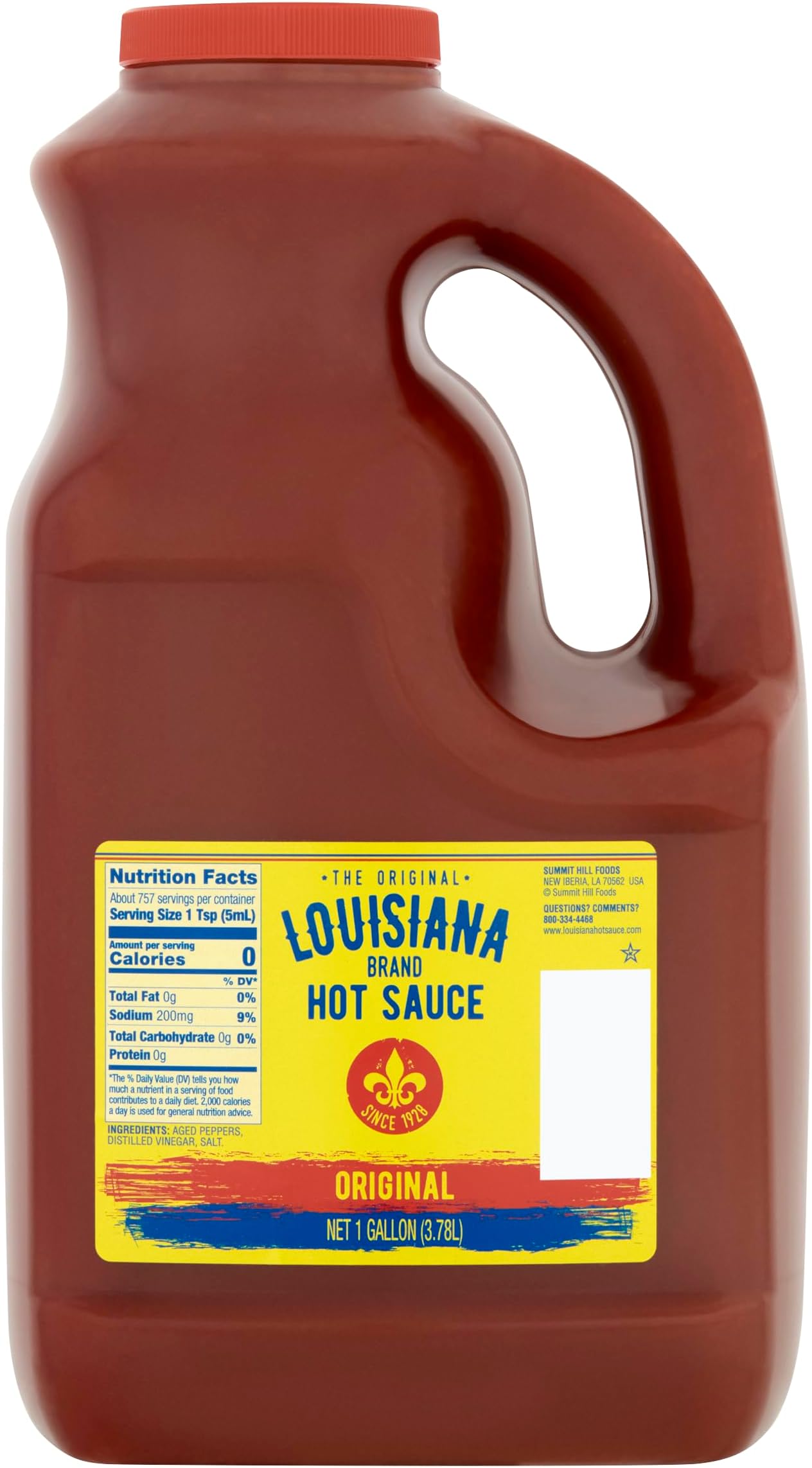 Louisiana Brand Hot Sauce, Original Hot Sauce, Made from Aged Hot Peppers & Vinegar, Adds Flavor to Any Meal (1 Gallon (Pack of 1))