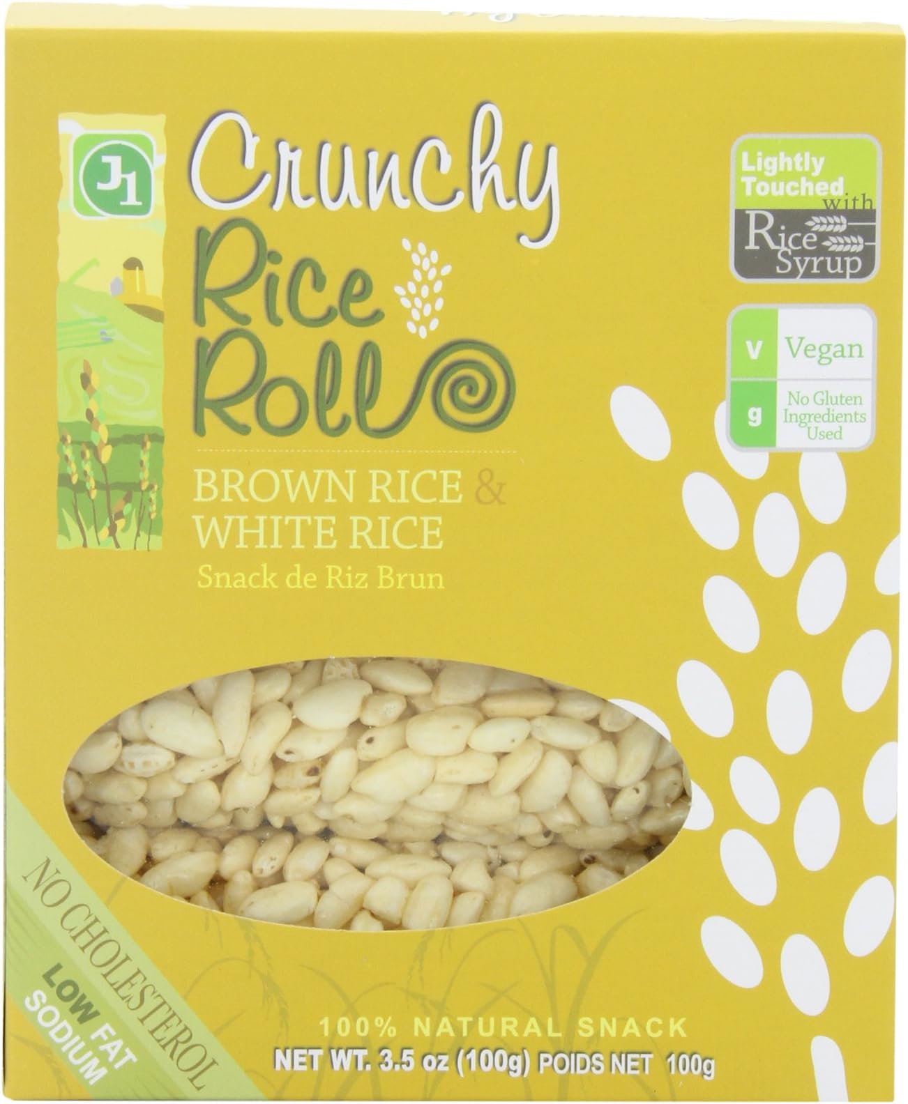 Jayone Crunchy Rice Rolls Brown Rice and White Rice, 3.5-Ounce Packages (Pack of 12)