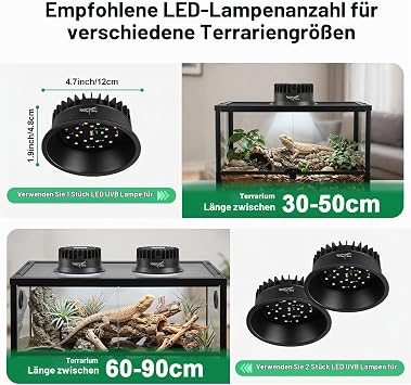 LED UVB Lamp for Reptiles Rainforest and Deserts 5 W Dimmable UVB with Timer