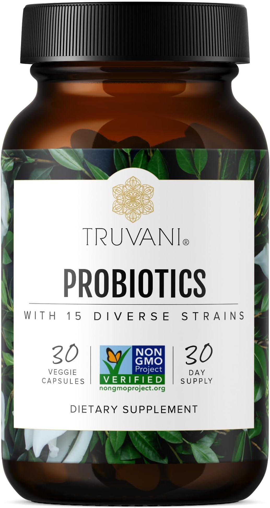 TRUVANI - 15 Billion CFU Probiotic with 15 Strains | Promotes Digestive Health, Immune Support & Gut Health | No Fillers, Vegan, Non GMO | 30 Servings
