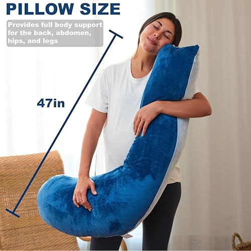 Miniatura 6 de Almohada de embarazo, suave almohada de maternidad con funda de almohada desmontable y ajustable, almohada de cuerpo completo para adultos que