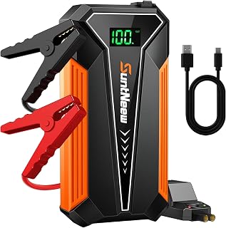 Jump Starter Power Bank 8000mAh (Up to 6.5L Petrol/5.0L Diesel),12V Battery Booster for Cars, Trucks, SUVs & Motorcycles,Compact Design with LED Light & PD 18W USB -Orange