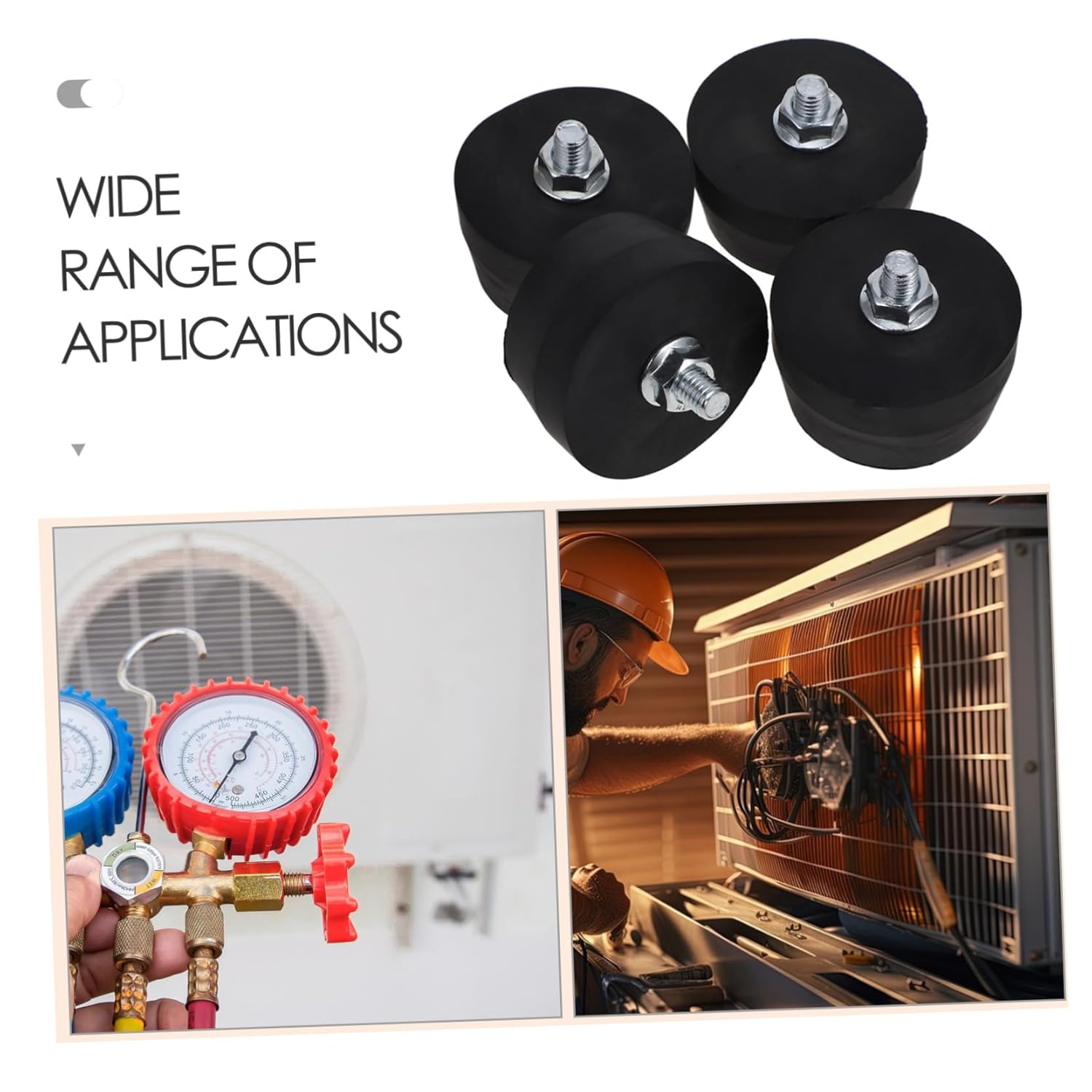 4pcs Heavy Duty Rubber Foot Pads for Air Compressors Generators Vibration Noise Reduction Non-Slip Mounting Accessories for Portable Air Washers