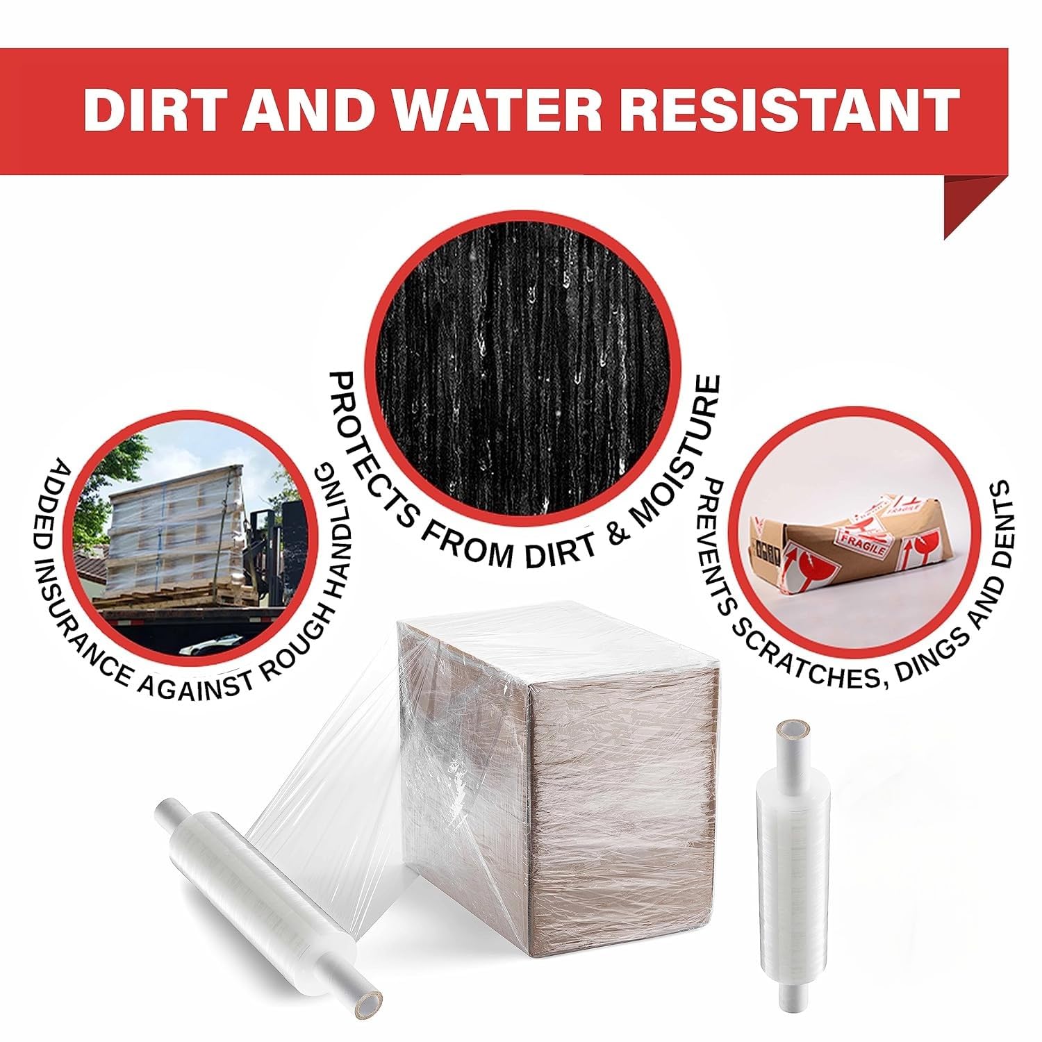 Stretch Wrap with Handle Industrial Strength 2 Pack 11" x 1000 Ft 60 Gauge Thick Shrink Wrap Roll for Moving Supplies, Furniture, Pallets, Plastic Wrap for Packing, Heavy Duty Stretch Film