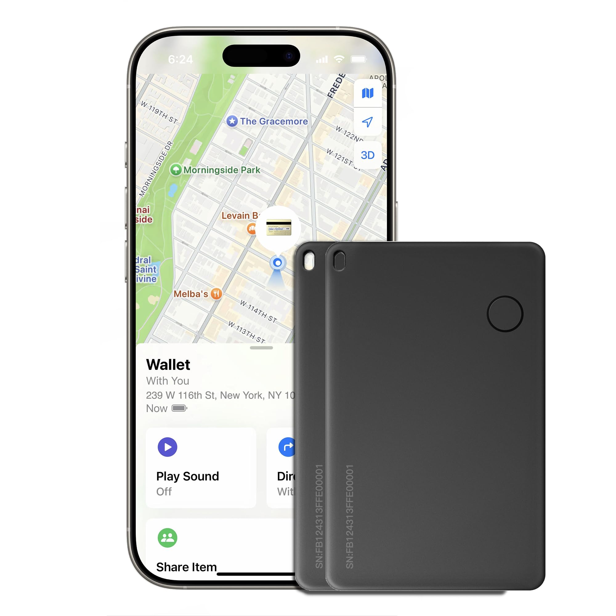 Wallet Tracker Card, Rechargable, Works with Apple Find My, iPhone (iOS Only), Bluetooth Item Locator for Luggage, Bags, Passport, IP68 Waterproof (1 Pack)