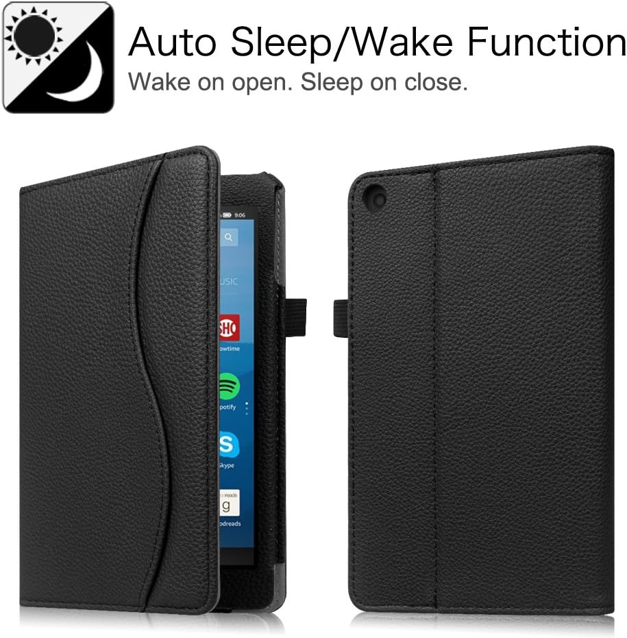 Fintie Case for Amazon Fire HD 8 Tablet (7th and 8th Generation Tablets, 2017 and 2018 Releases) - [Multi-Angle Viewing] Folio Stand Cover with Pocket Auto Wake/Sleep, Black