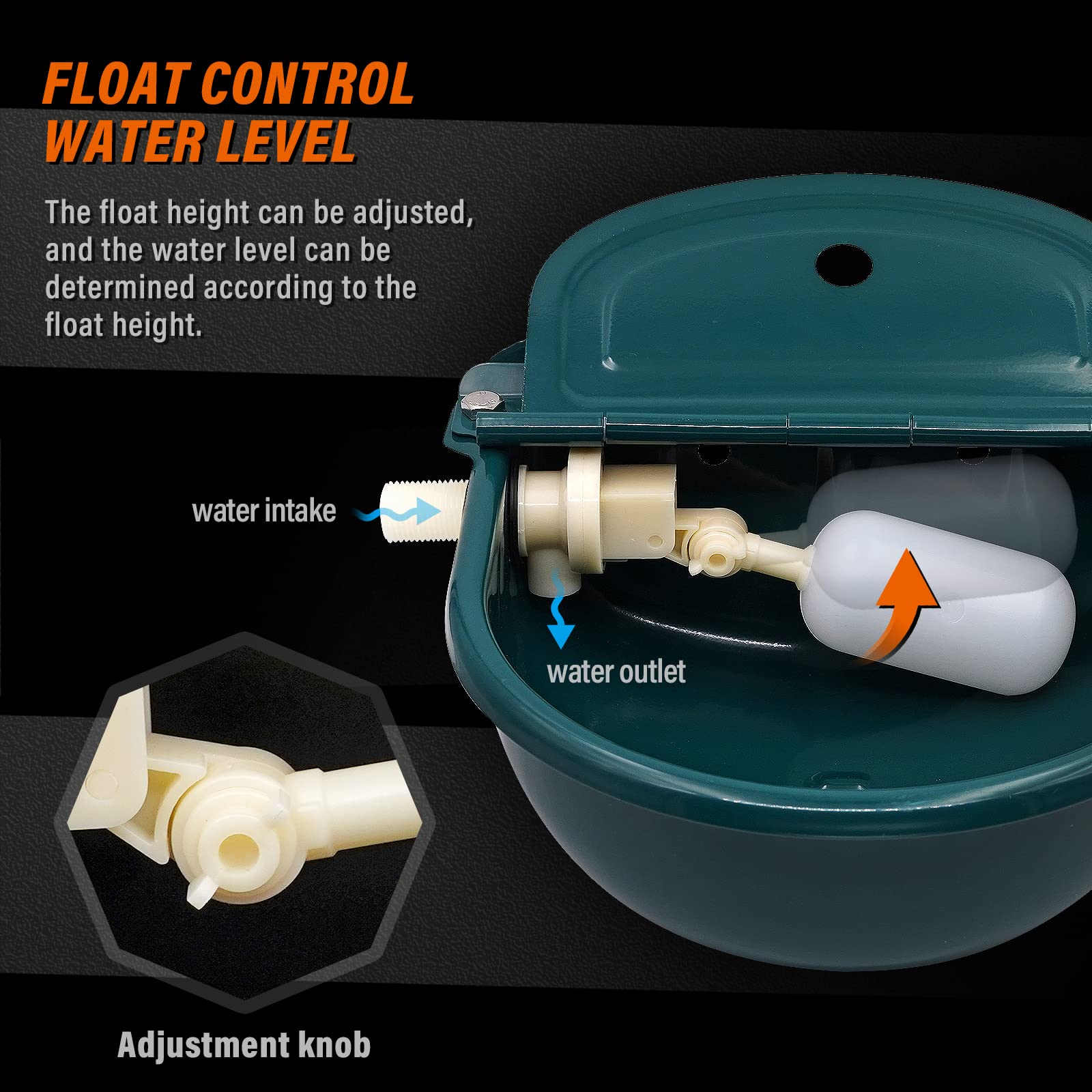 Tränke mit Schwimmer, Automatische Pferdetränke Aus Edelstahl mit 1/2" Schwimmerventil für Die Viehhaltung, Geeignet für Pferde, Rinder, Schaf, Alpakas und Hundetränken 4L