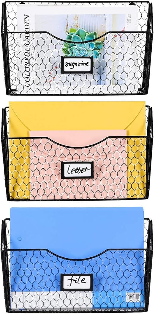 PAG 3 Pockets Hanging File Holder Wall Mount Mail