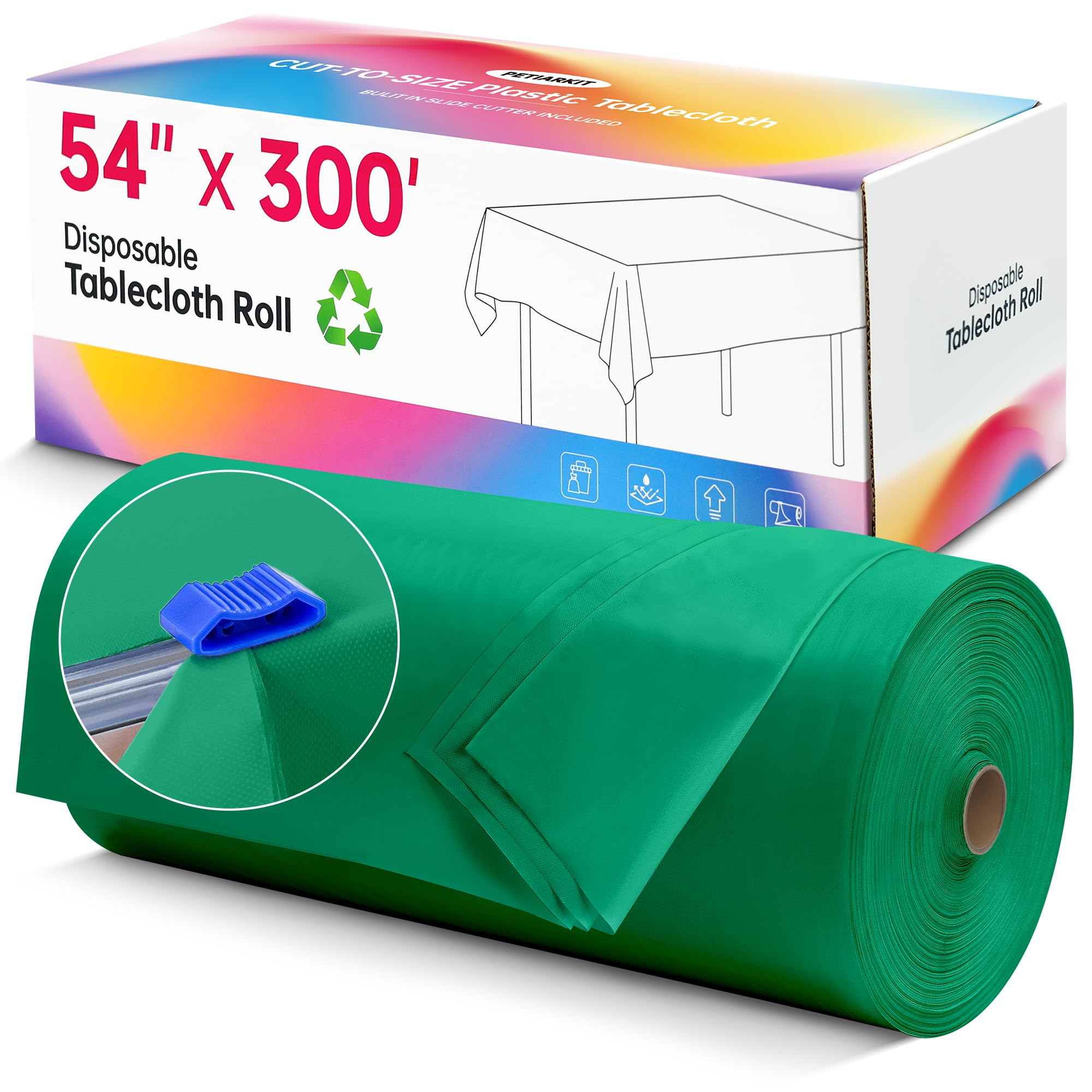 Disposable Tablecloth Roll, 54In x 300Ft Plastic Table Cloth Disposable